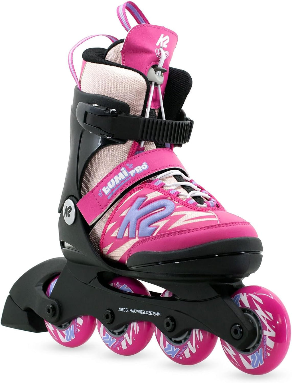K2 Skates Youth Lumi Pro Pink Adjustable Inline Skates