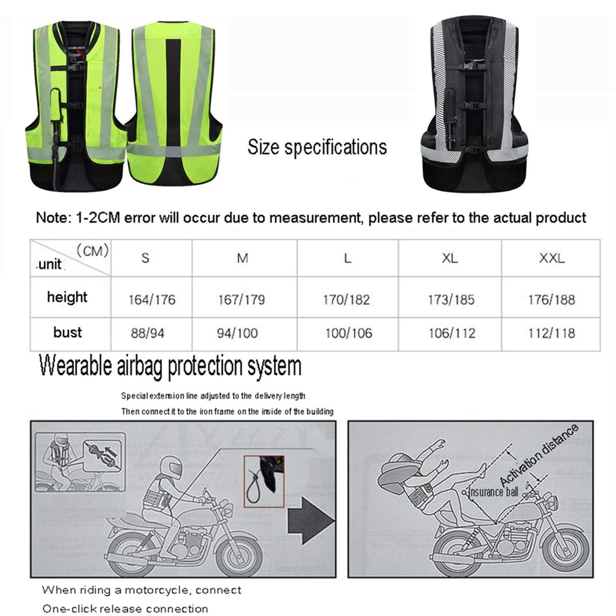 Motorcycle Riding Airbag Suit Motorcycle Riding Airbag Vest Equestrian Reflective Vest 60C Cylinder Capacity After The Airbag is Triggered, The Cylinder Can Be Reused By Replacing It