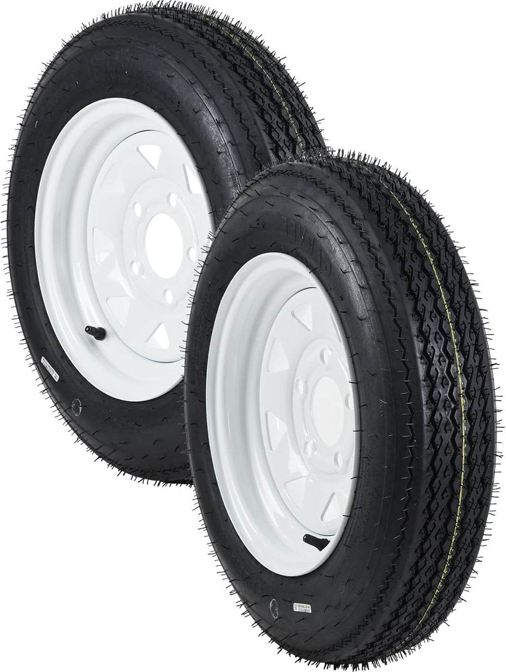 Garvee 2-Pack Trailer Tires On Rim 5.30-12 530-12 530X12, Load Range C, 6PR, 5 Lug 12 In. White Spoke Wheel, 5 On 4.5" Durable Trailer Tire Travel/Camper/Utility/Boat, Set of 2