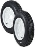 Garvee 2-Pack Trailer Tires On Rim 5.30-12 530-12 530X12, Load Range C, 6PR, 5 Lug 12 In. White Spoke Wheel, 5 On 4.5" Durable Trailer Tire Travel/Camper/Utility/Boat, Set of 2