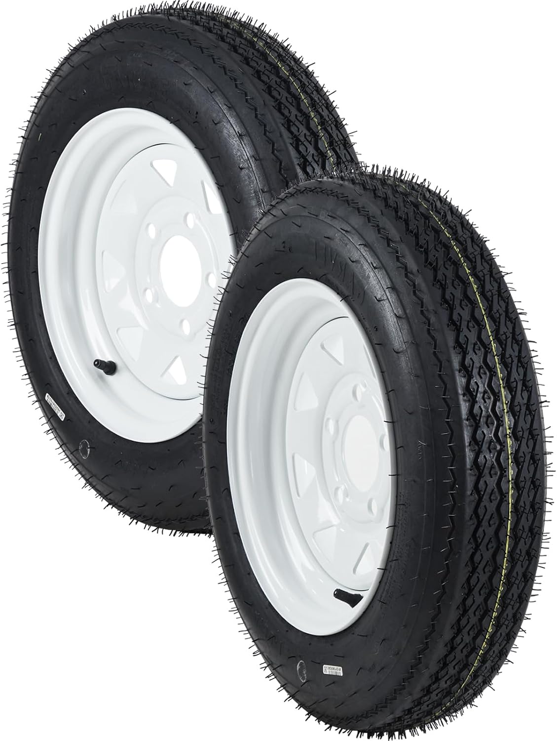 Garvee 2-Pack Trailer Tires On Rim 5.30-12 530-12 530X12, Load Range C, 6PR, 5 Lug 12 In. White Spoke Wheel, 5 On 4.5" Durable Trailer Tire Travel/Camper/Utility/Boat, Set of 2