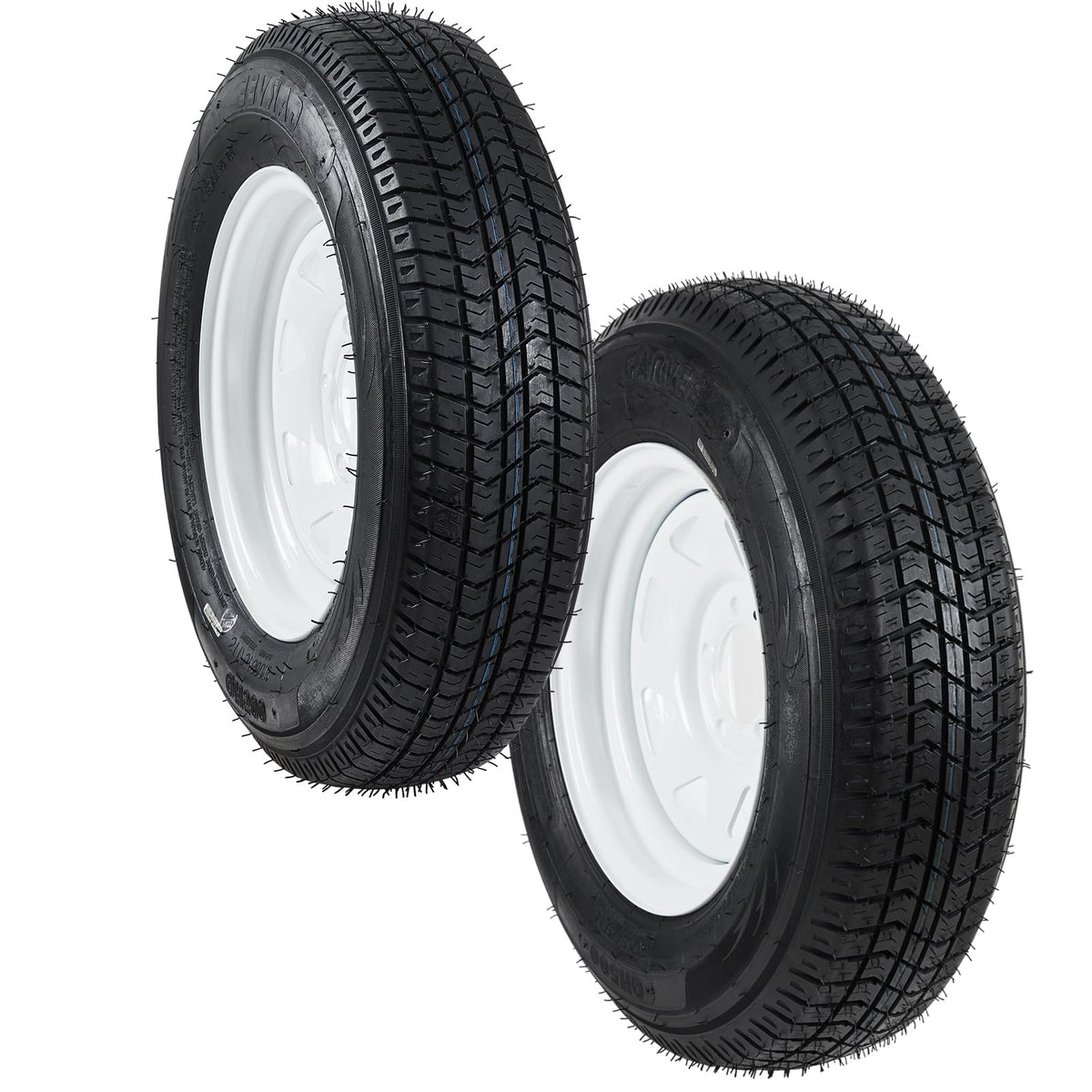 Garvee 2-Pack Trailer Tires On Rim 5.30-12 530-12 530X12, Load Range C, 6PR, 5 Lug 12 In. White Spoke Wheel, 5 On 4.5" Durable Trailer Tire Travel/Camper/Utility/Boat, Set of 2