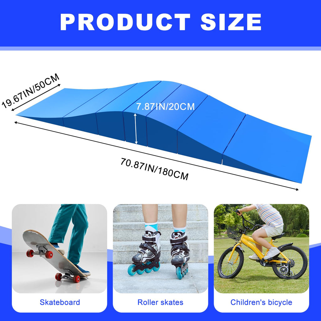 Spliced Skateboard Ramp, Modular Wave-Style Ramp for BMX, Bike, Scooter, Skates Outdoor Sports Ramp Capacity 330Lbs, Easy Assembly
