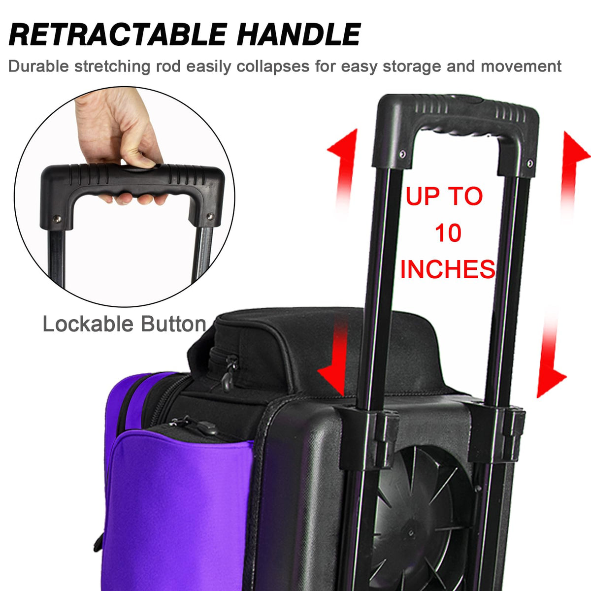 DAFISKY 3 Ball Bowling Bags, Roller Bowling Bag with Retractable Handle