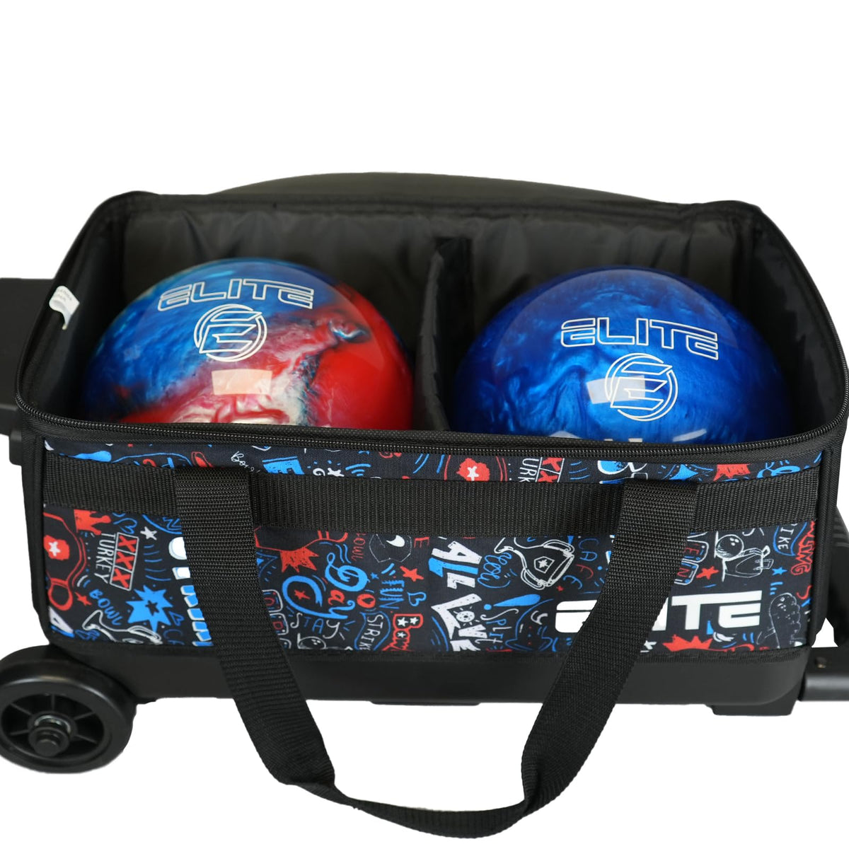 ELITE Basic Bowling Bag Double (2) Ball Roller with Rolling Wheels