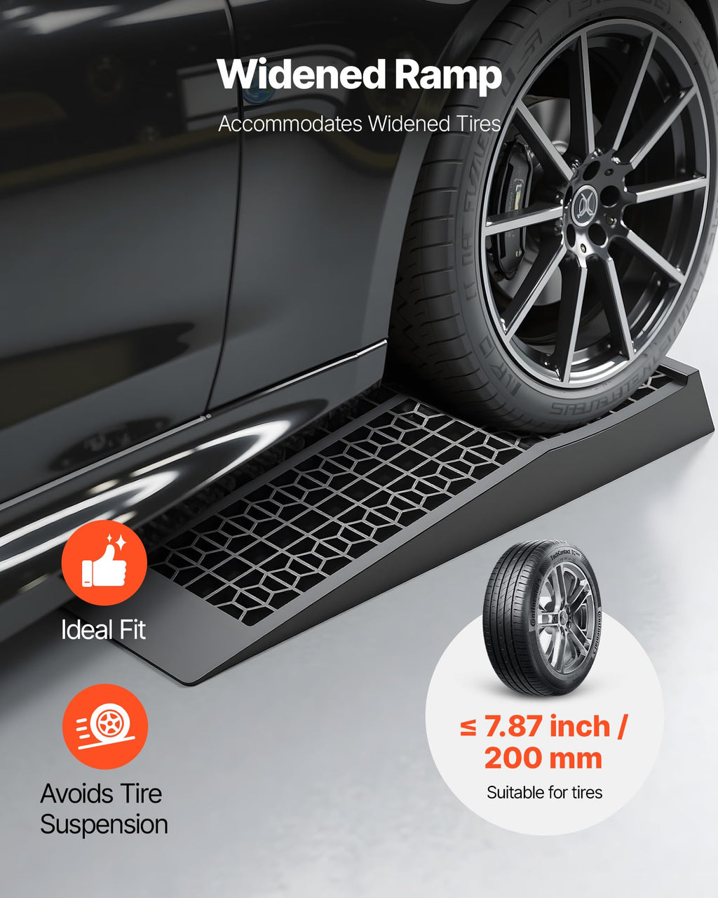 VEVOR Car Ramps, 2 PCS 13000 lbs GVW Capacity, 6.3 in Lift Height, Portable High Profile Car Service Ramps for Home Garage Maintenance and Oil Changes, Heavy Duty for Truck SUV Vehicle Repair, Black