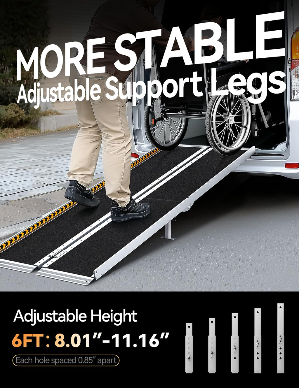 FACHNUO Black Aluminum 3FT Wheelchair Ramp, All-Weather Use, Easy to Clean