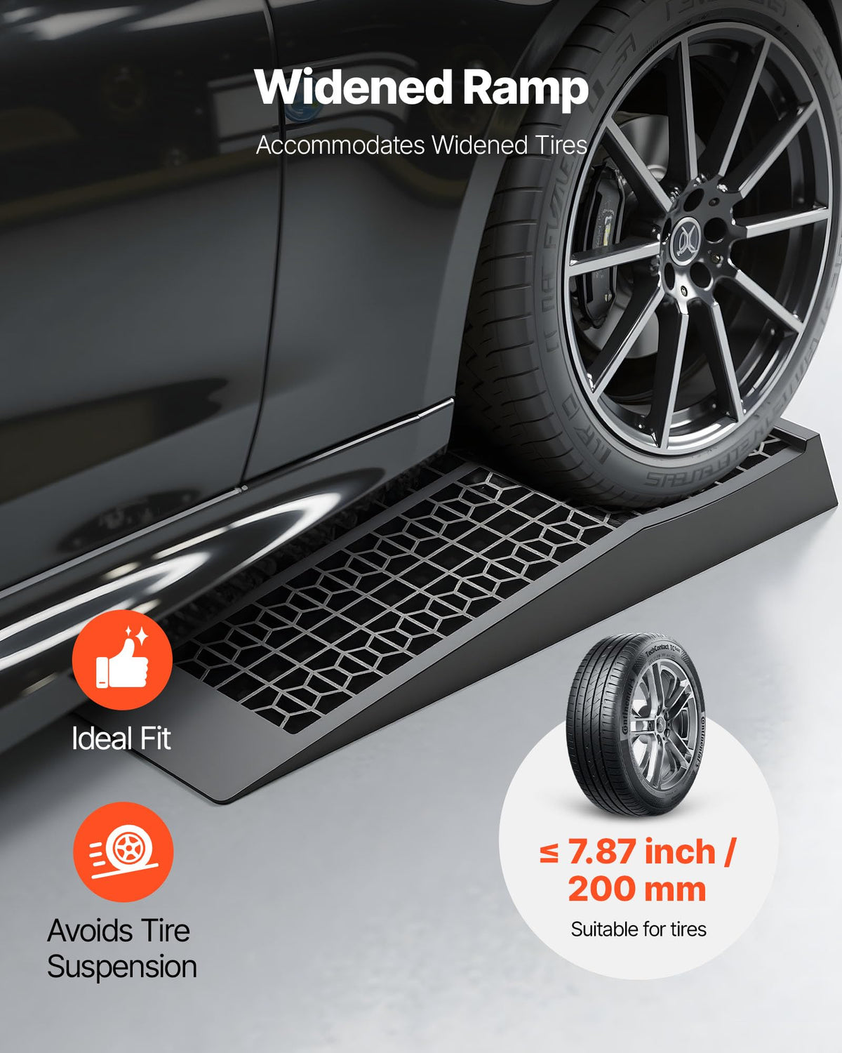 VEVOR Car Ramps, 2 PCS 13000 lbs GVW Capacity, 6.3 in Lift Height, Portable High Profile Car Service Ramps for Home Garage Maintenance and Oil Changes, Heavy Duty for Truck SUV Vehicle Repair, Black