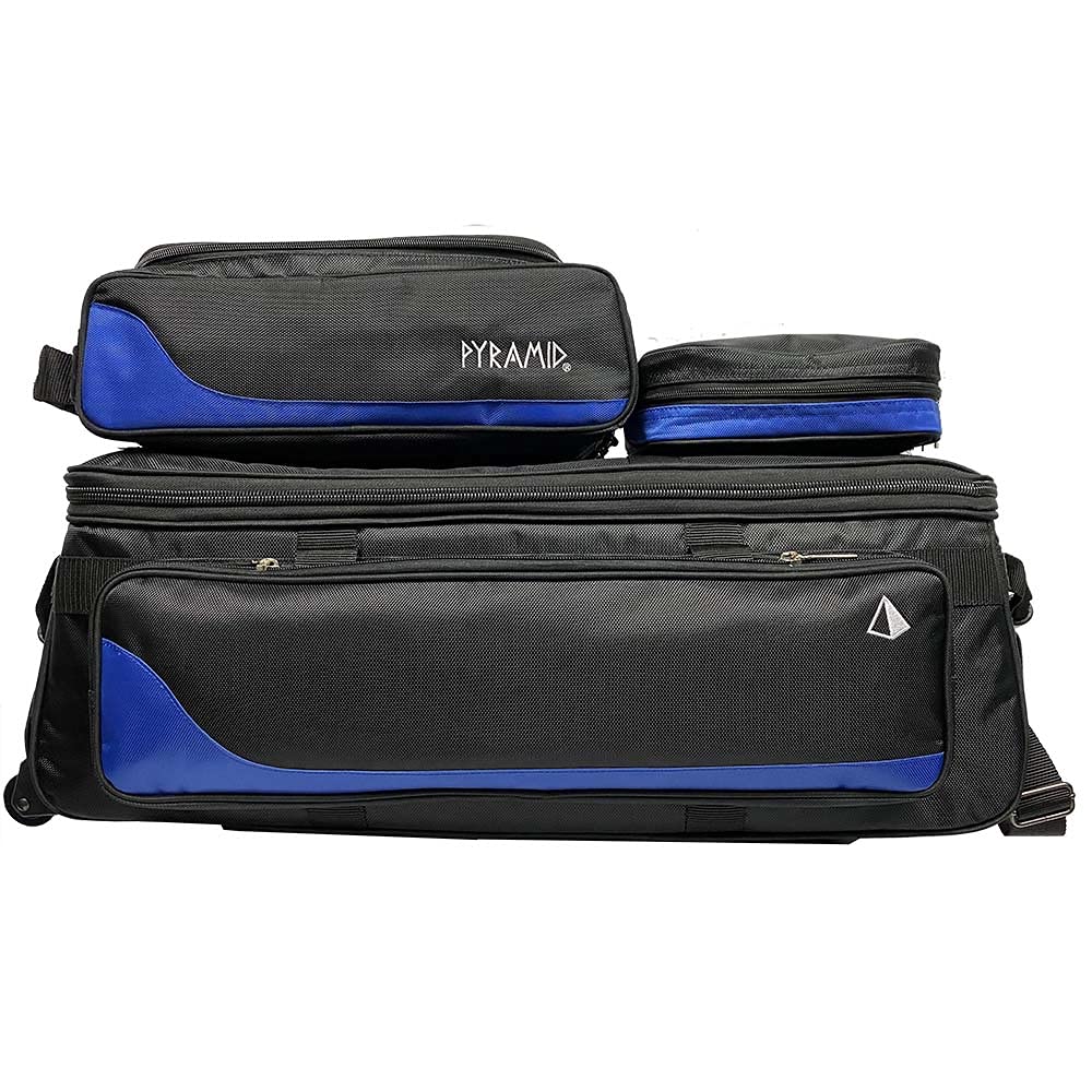 Pyramid Path Triple Tote Roller Plus Bowling Bag with Detachable Shoe Bag (Fits US Mens Size 15), Accessory and Side Pocket, Lightweight Travel Design