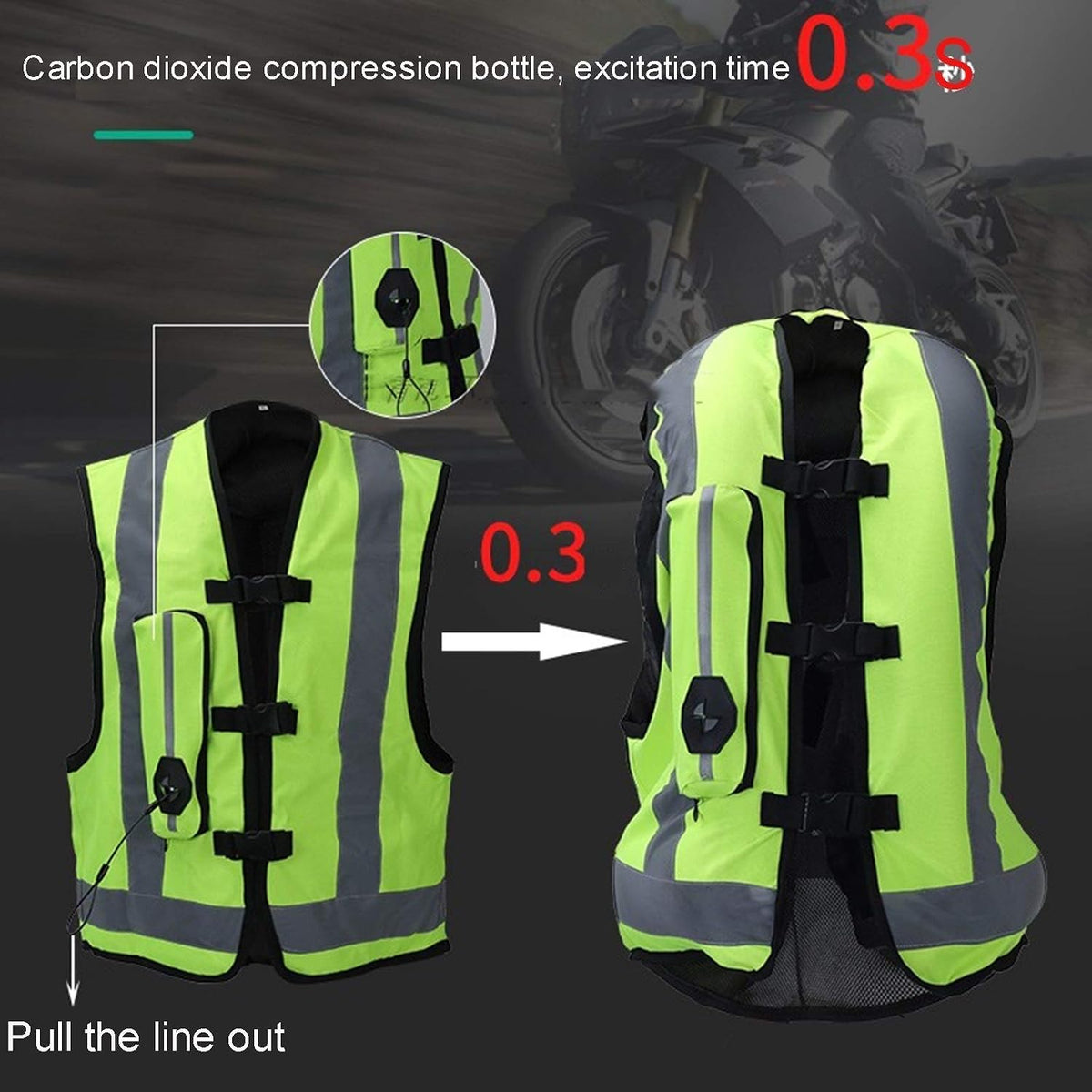 Inflatable Protective Airbag Vest Motorcycle Vest with Airbag Outdoor Safety Equipment is Wear-Resistant, Soft and Easy to Clean Four Seasons Cycling Reflective Vest The Best Cycling Gift