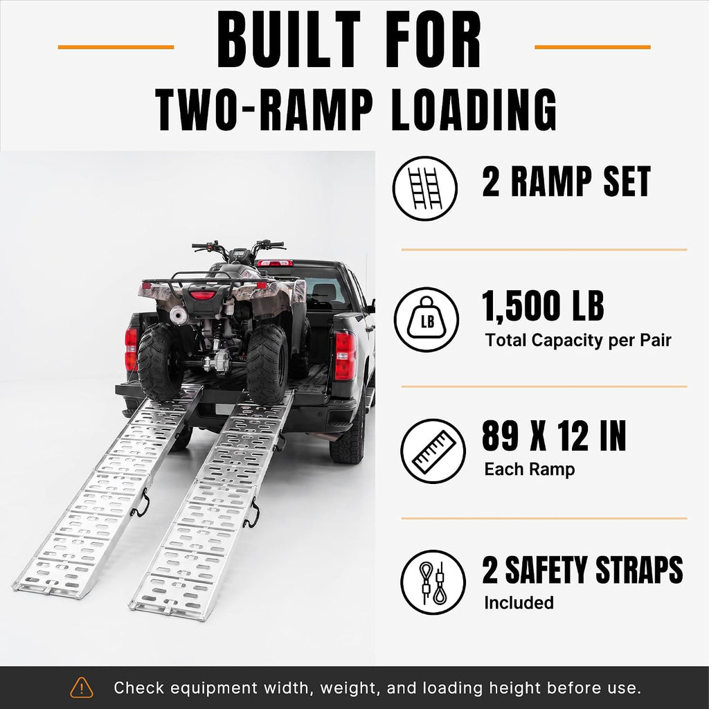 Loading Ramps for Pickup Trucks, 7.5 ft Aluminum ATV Ramps, 2 Pack