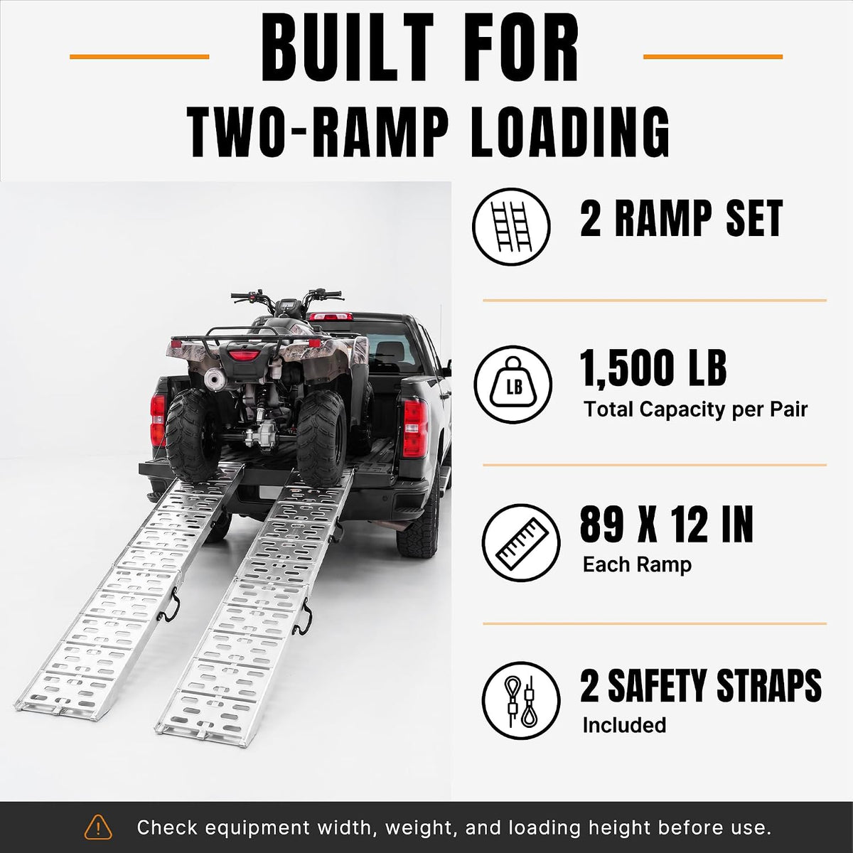 Loading Ramps for Pickup Trucks, 7.5 ft Aluminum ATV Ramps, 2 Pack