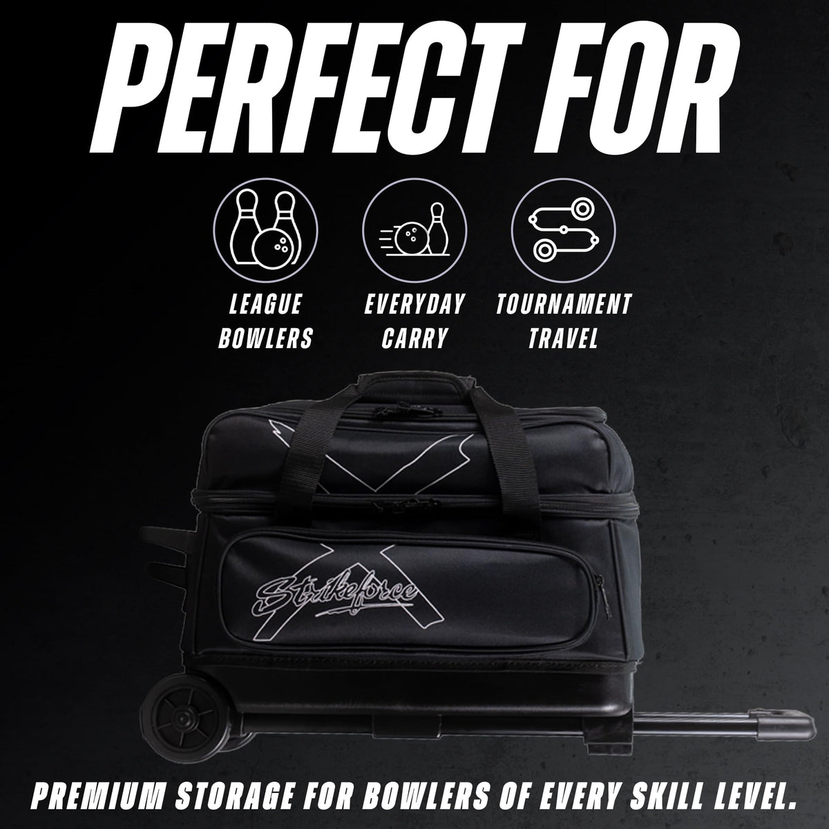 KR Strikeforce Hybrid X Double Roller Bowling Bag - Holds Two Balls, Shoes & Accessories