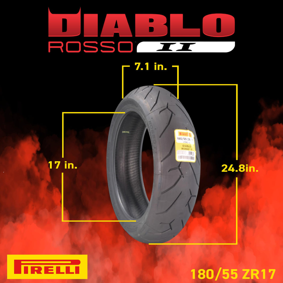 Pirelli Diablo Rosso II Motorcycle Tire Set 120/70 ZR17 & 160/60 ZR17