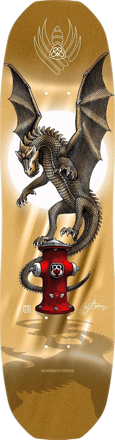 Powell Peralta Andy Anderson Hydrant Flight Skateboard Deck, Gold Foil, 8.4" x 32"
