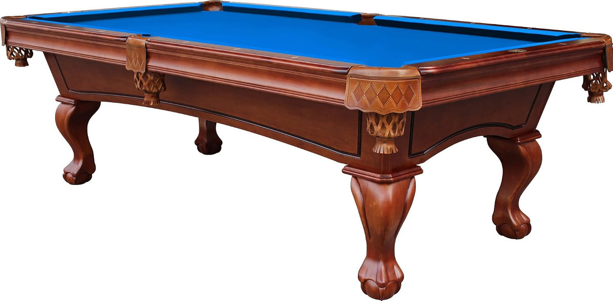 Playcraft Charles River 8' Slate Pool Table w/Leather Drop Pockets - Billiard Table with Solid Hardwood & 3pc Slate System - Perfect for Game Room, Office or Dens - 25 Cloth Colors