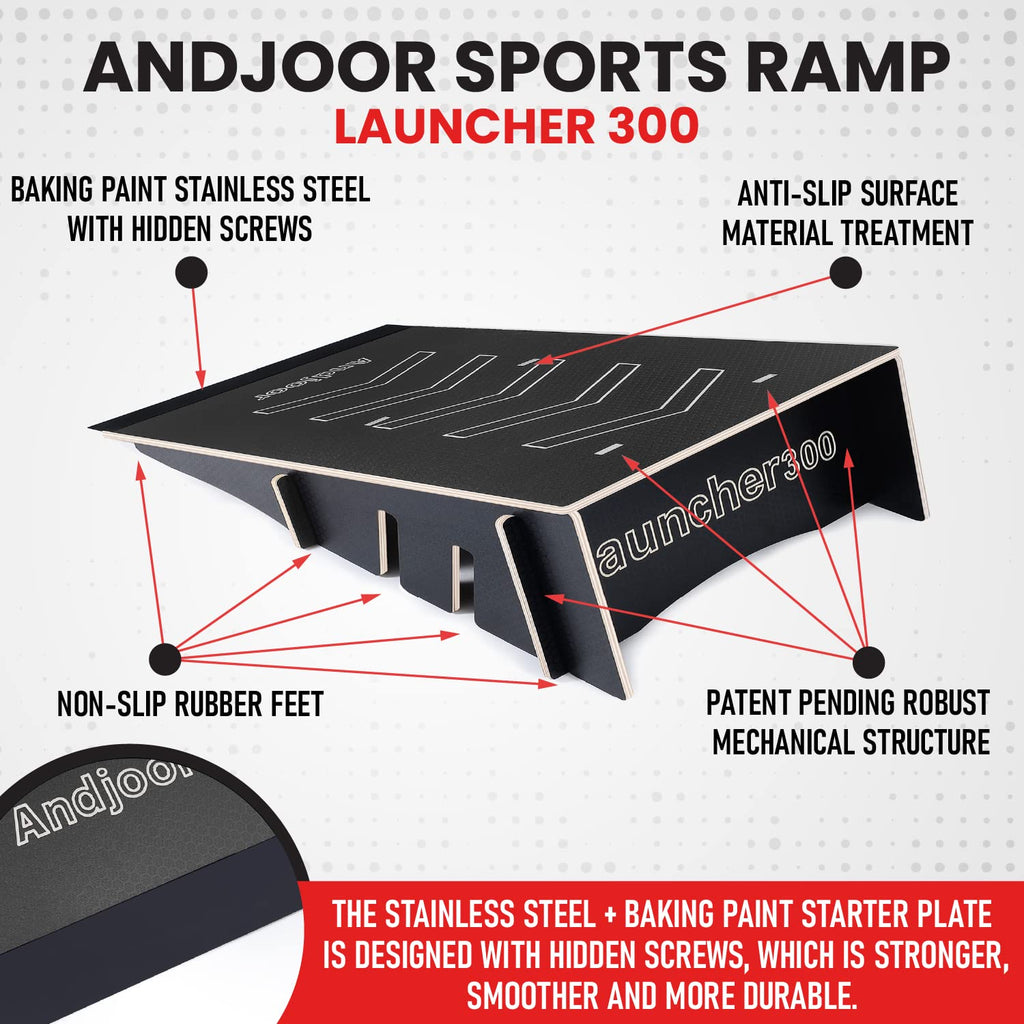 Kids Jumping Ramp for Skateboard, Bike, Scooter, BMX, RC Car and Dirt Bike, 34.37 in, Black