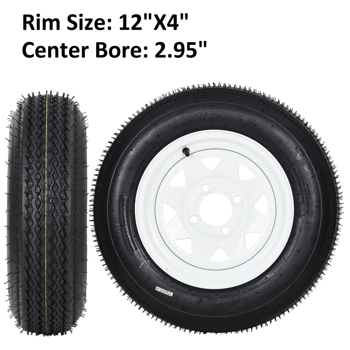 Garvee 2-Pack Trailer Tires On Rim 5.30-12 530-12 530X12, Load Range C, 6PR, 5 Lug 12 In. White Spoke Wheel, 5 On 4.5" Durable Trailer Tire Travel/Camper/Utility/Boat, Set of 2