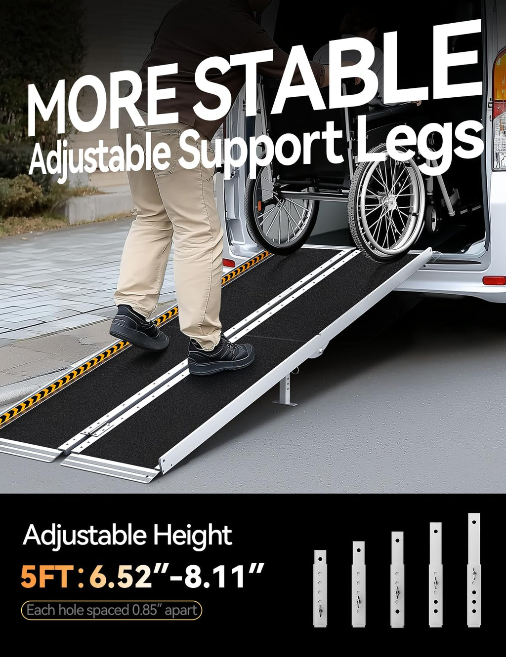 FACHNUO Black Aluminum 3FT Wheelchair Ramp, All-Weather Use, Easy to Clean