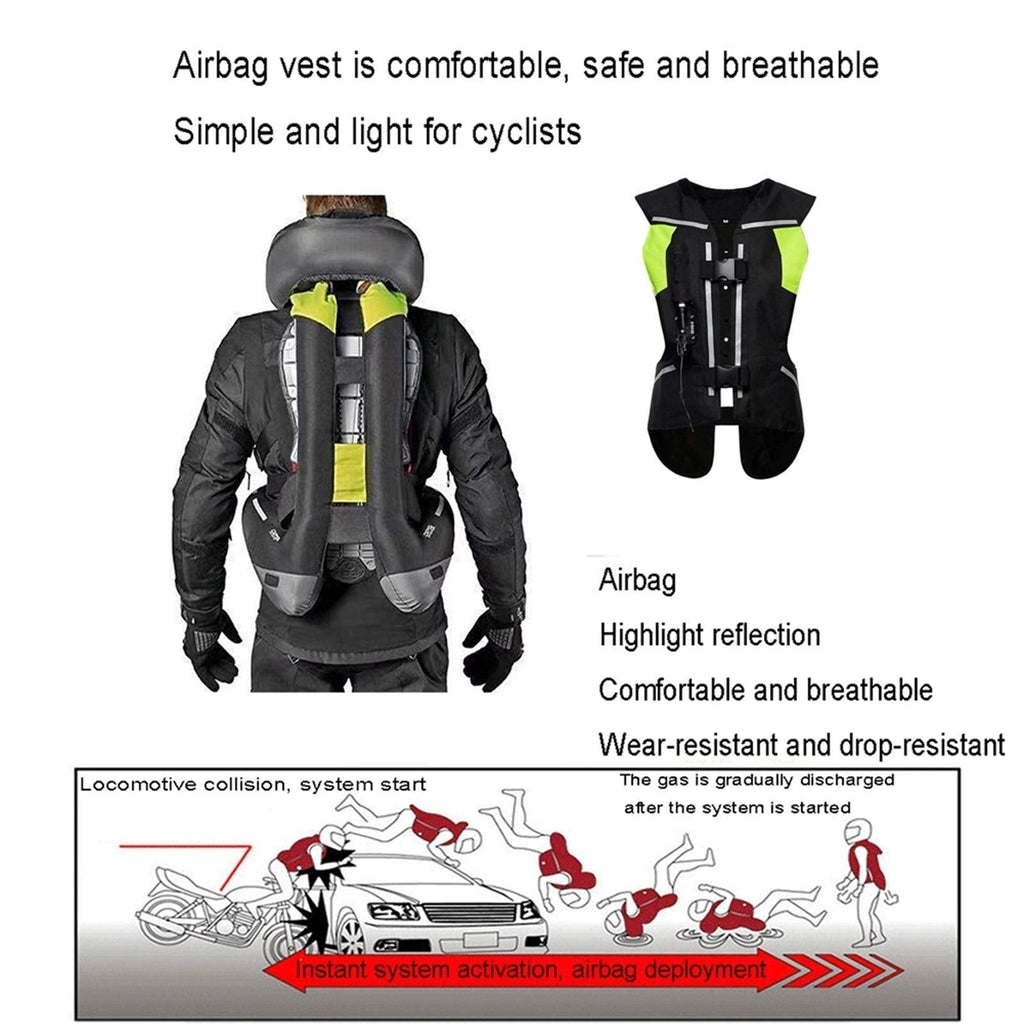 Airbag Vest Motorcycle Cylinder Vest 0.3 Seconds to Trigger The Airbag, with Back Protection Protect Back, Neck, Chest Suitable for Outdoor Riding, Horse Riding Safety Equipment