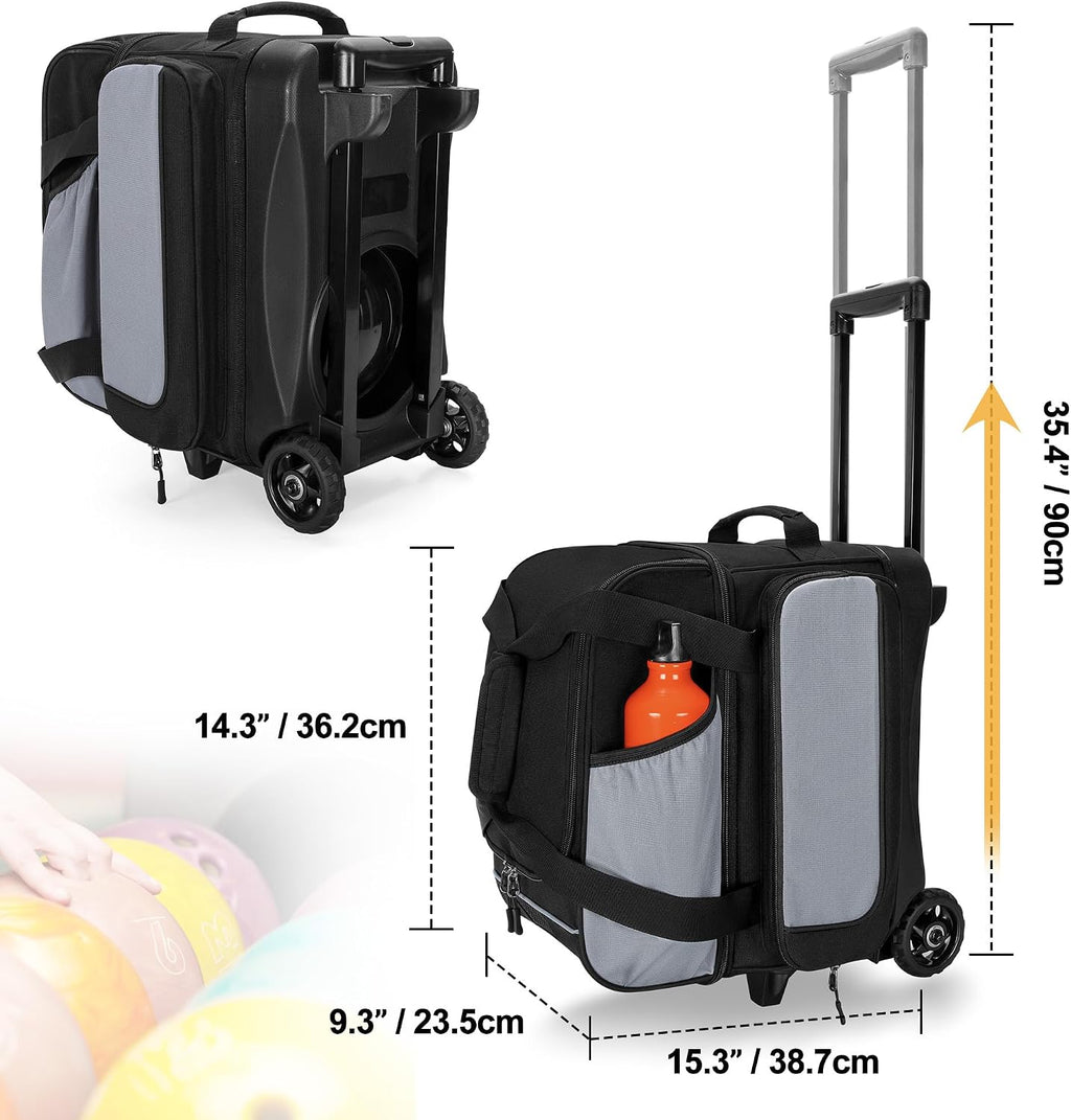 GOBUROS Single Ball Roller Bowling Bag with Wheels and Retractable Handle