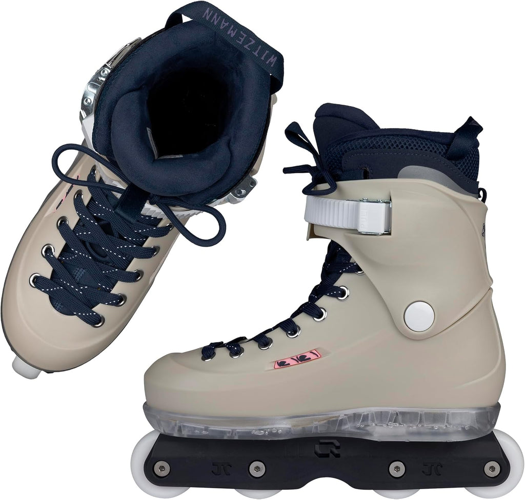 USD Sway Witzemann II Aggressive Skates for Street and Park Men's Inline Skates with IQON AG60 Rail, 57mm 92A Wheels, ABEC 9 Bearings and MYFIT Liner - Grey/Blue