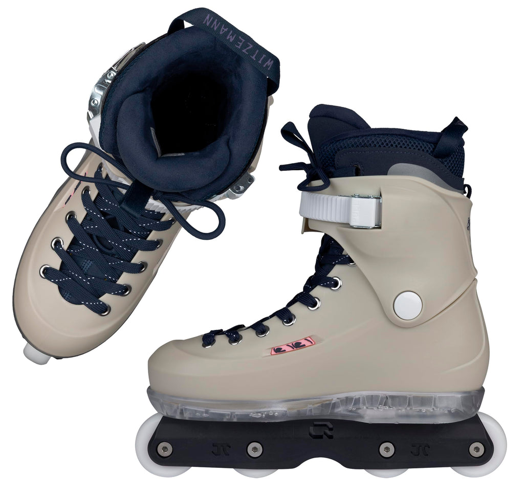 USD Sway Witzemann II Aggressive Skates for Street and Park Men's Inline Skates with IQON AG60 Rail, 57mm 92A Wheels, ABEC 9 Bearings and MYFIT Liner - Grey/Blue