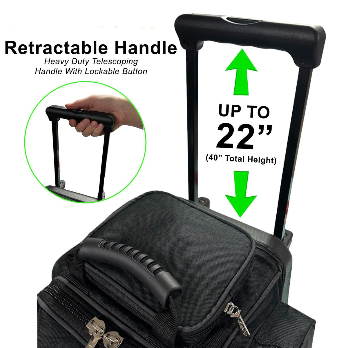 Pyramid Deluxe Double Roller 2 Ball Bowling Bag with Large Separate Shoe Compartment (Up To 2 Pairs Of Shoes) and Accessory Pockets, Sturdy Square Handle - Extends to 40" - Pro Options Available