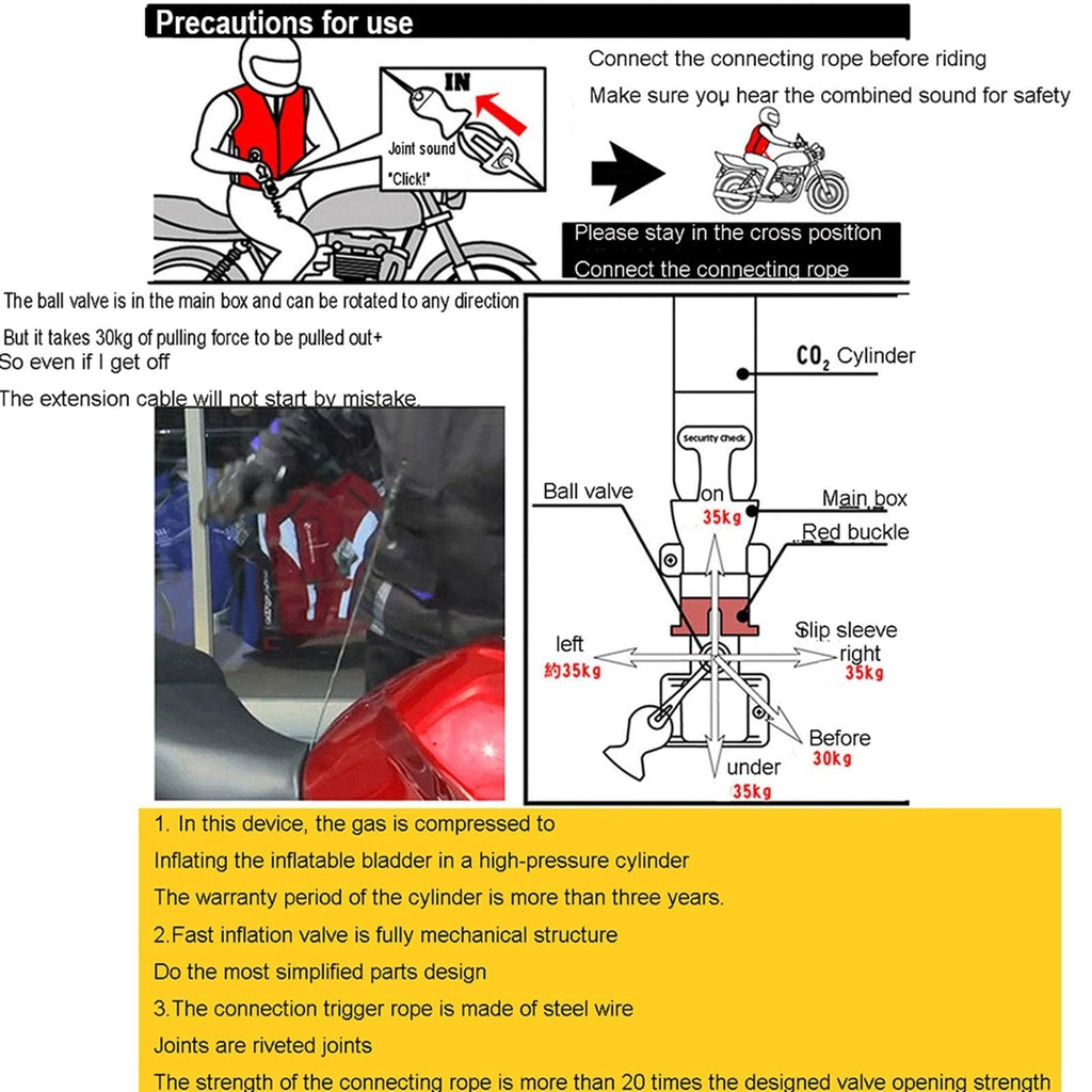 Inflatable Clothing Anti-Fall Vest Airbag Vest The Mechanic Triggers The Airbag in 0.15-0.3 Seconds Reflective Surface at The Front and Back Suitable for Motorcycle Riding, Black