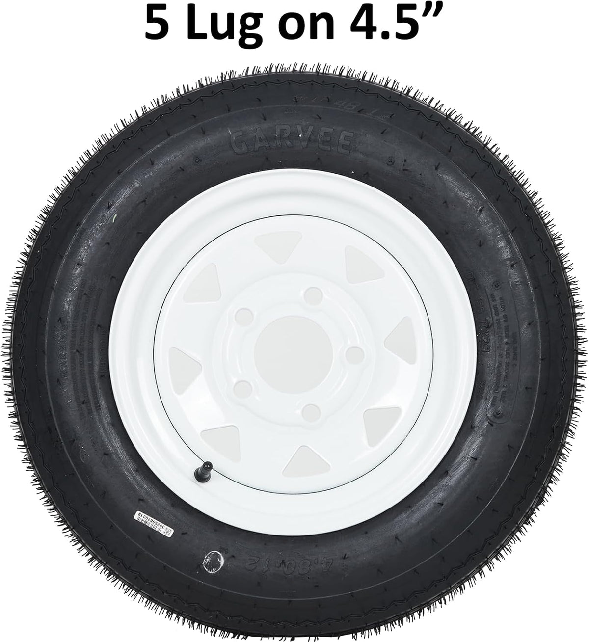 Garvee 2-Pack Trailer Tires On Rim 5.30-12 530-12 530X12, Load Range C, 6PR, 5 Lug 12 In. White Spoke Wheel, 5 On 4.5" Durable Trailer Tire Travel/Camper/Utility/Boat, Set of 2