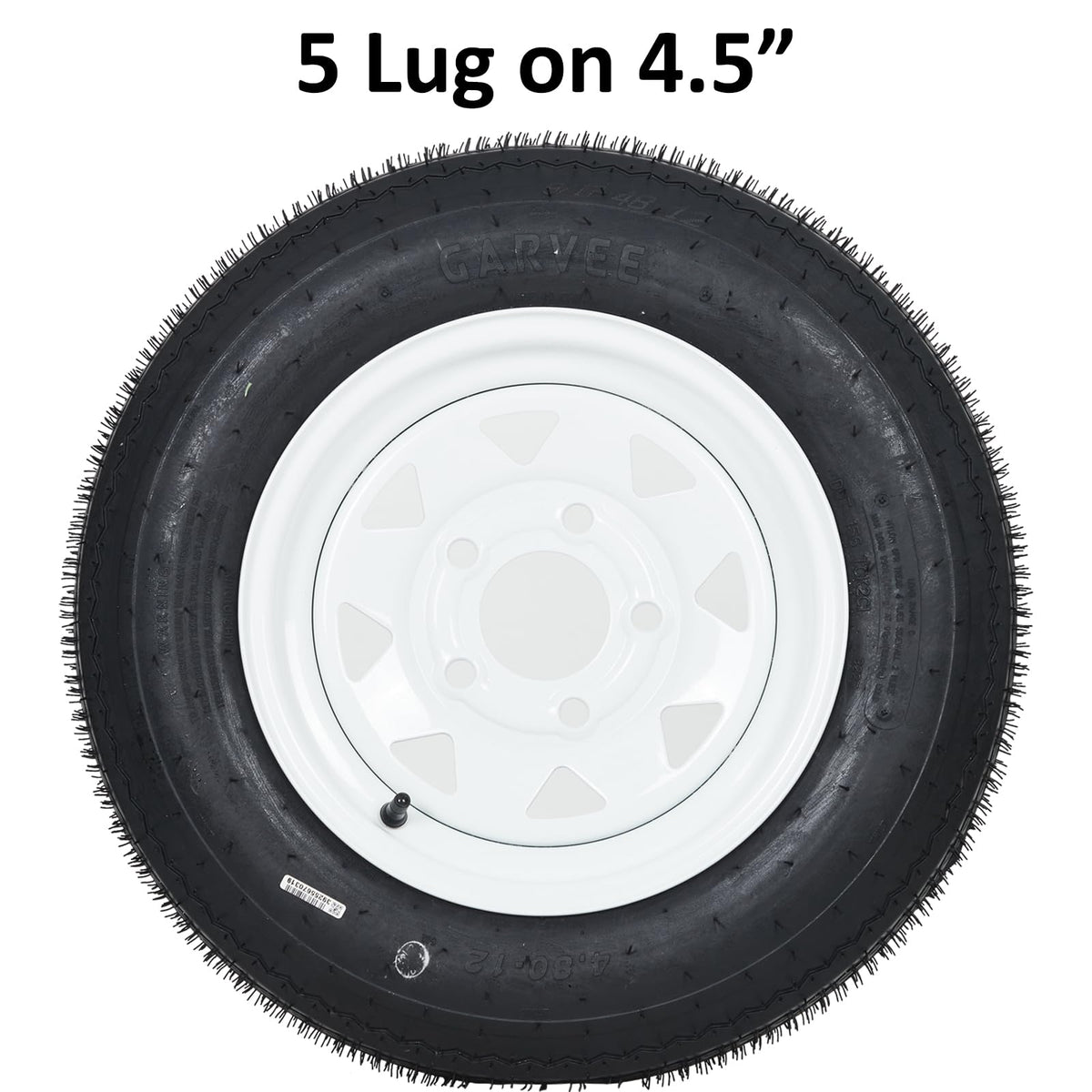 Garvee 2-Pack Trailer Tires On Rim 5.30-12 530-12 530X12, Load Range C, 6PR, 5 Lug 12 In. White Spoke Wheel, 5 On 4.5" Durable Trailer Tire Travel/Camper/Utility/Boat, Set of 2