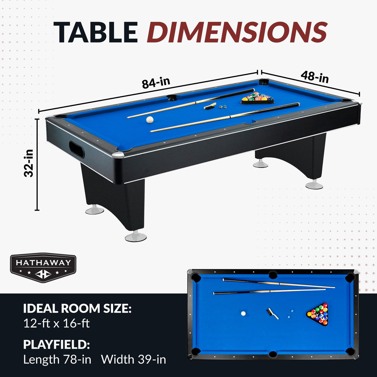 Hathaway Hustler Tournament Pool Table â Includes Cue Sticks, Billiard Balls, Automatic Ball Return â Perfect for Competitive Players and Family Games Room