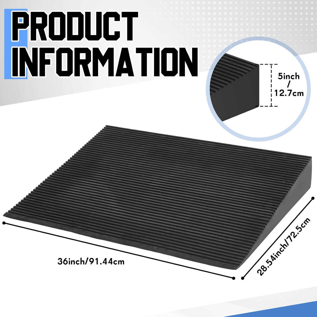 EVA Foam Threshold Ramp for Wheelchair, Black, 36" L X 28" w X 5" h