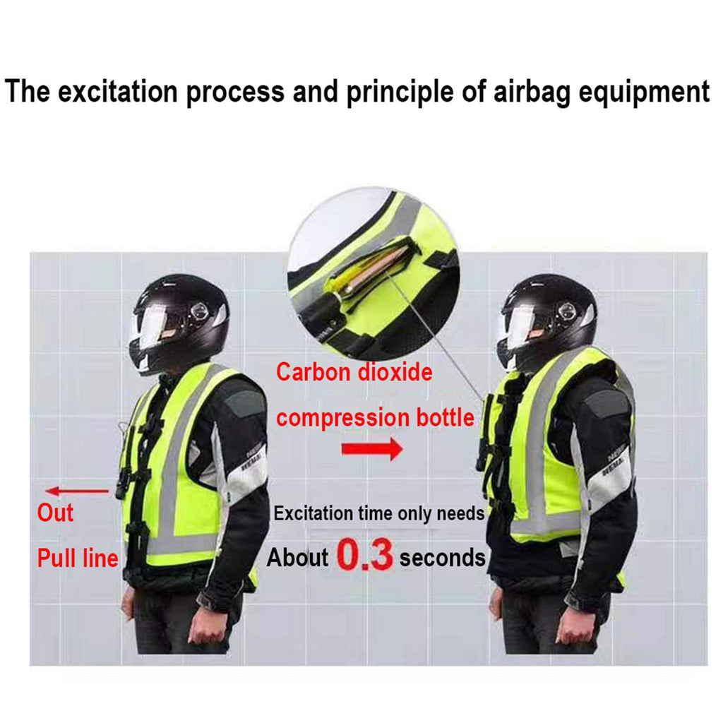 Reflective Protective Airbag Vest Motorcycle Anti-Fall Vest 600D Canvas Fabric, Wear-Resistant and Breathable Washable (No CO2 Gas Cylinder) (Color : C Green, Size : Small)