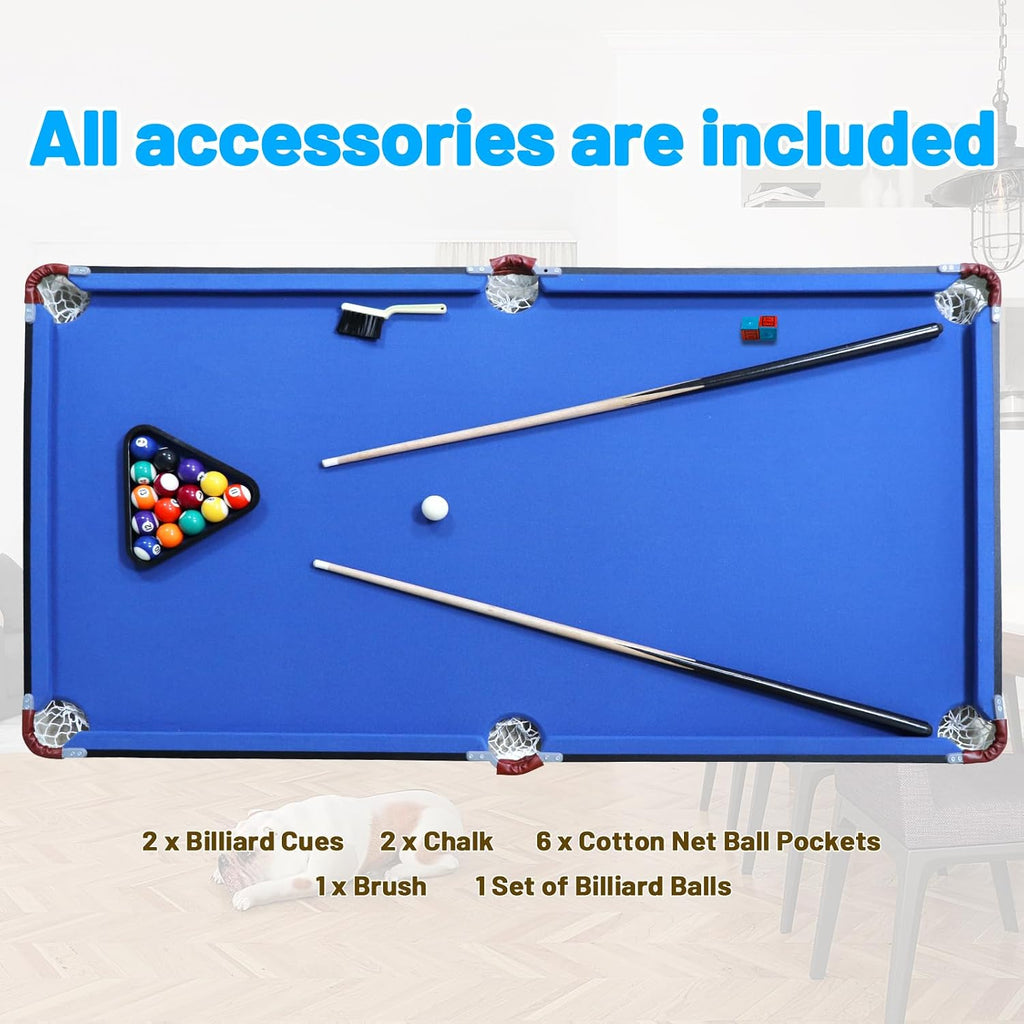 Seydrey 54" Folding Pool Table, Portable Space-Saving Billiard Game Table for Game Room & Office
