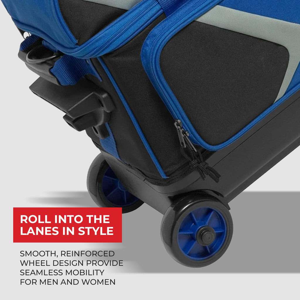 BSI Dash Roller Bowling Bag with Smooth Rolling Wheels, Padded Ball Compartment, Retractable Locking Handle, & Shoe Pocket