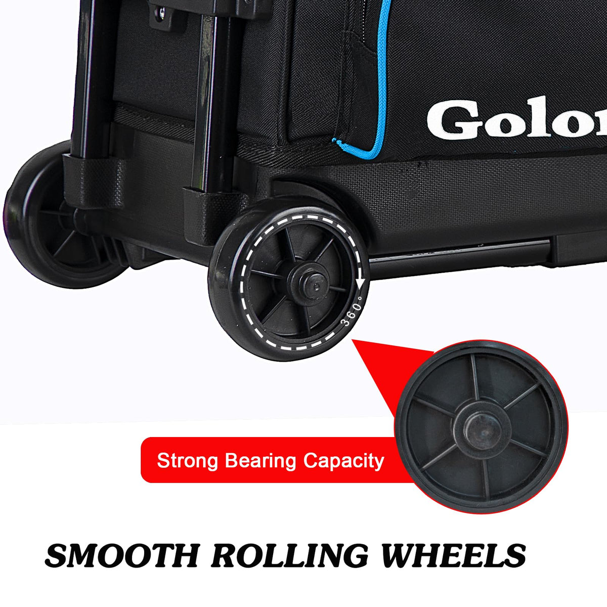 Goloni 3 Ball Bowling Bags with Wheels,Rolling Bowling Ball Bag for 3 Bowling Balls & Bowling Accessories -Retractable Handle Extends to 38"