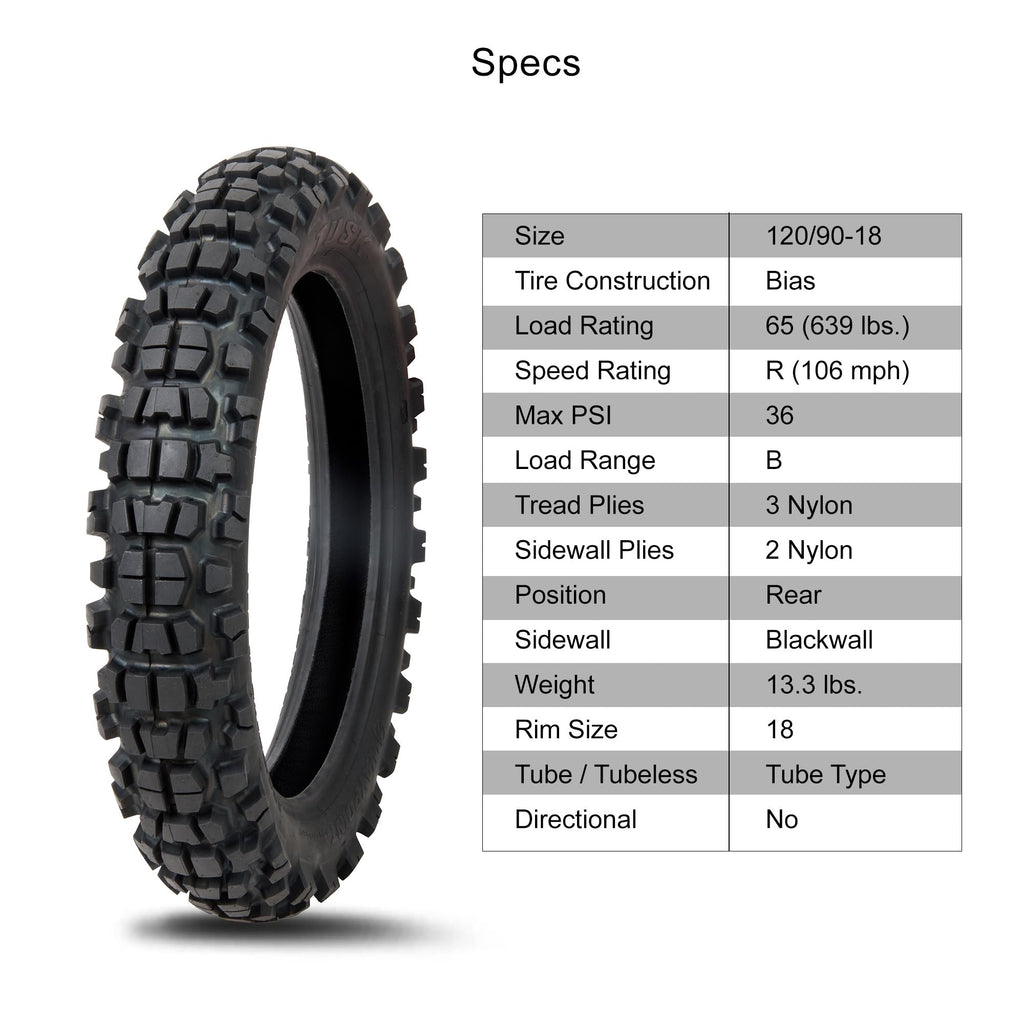 Tusk Waypoint Adventure Motorcycle Tire Set â 90/90-21 Front & 130/90-17 Rear (68R) Tube Type