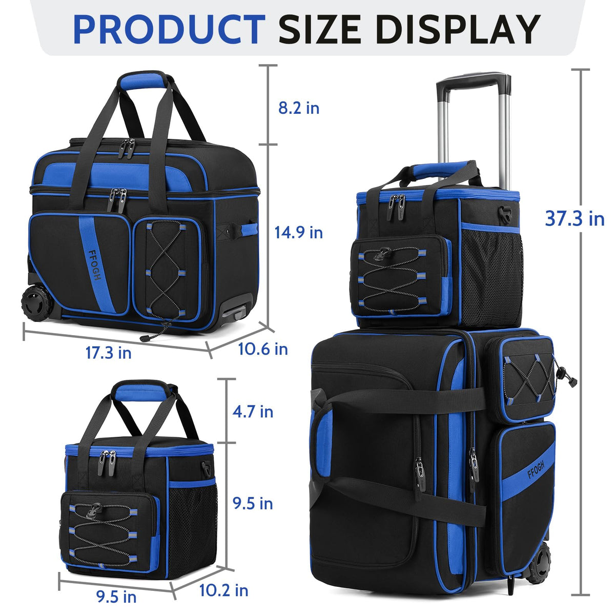 3-4 Ball Bowling Bag with Wheels, Bowling Roller with Add-on Tote Set