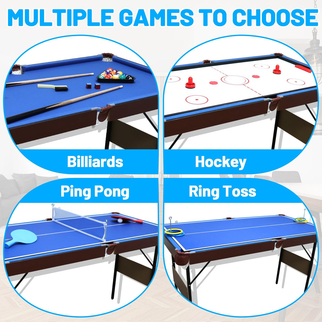 Seydrey 6-Foot Portable Foldable Pool Table with All Accessories â Compact Billiards Table for Home, Game Room, Apartment