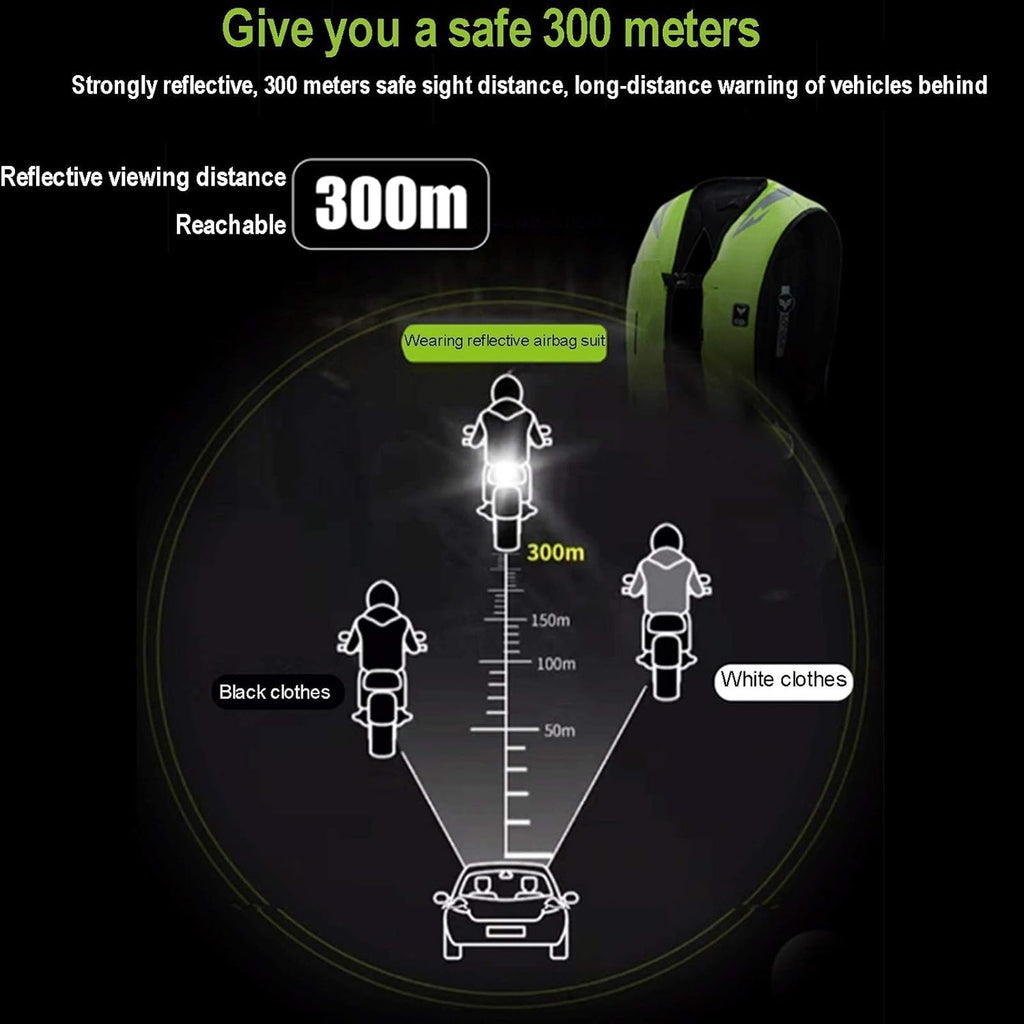Airbag Suit Anti-Drop Locomotive Airbag Vest Mechanically Trigger The Airbag in 0.1 Seconds with Waterproof ID Pocket Riding Safety Equipment, Suitable for Adult Men and Women