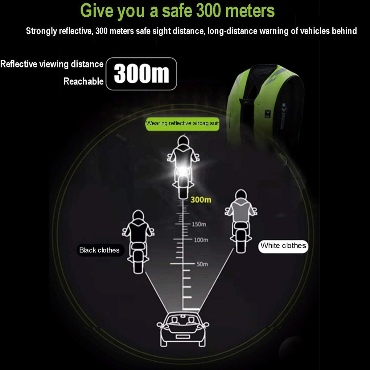 Airbag Suit Anti-Drop Locomotive Airbag Vest Mechanically Trigger The Airbag in 0.1 Seconds with Waterproof ID Pocket Riding Safety Equipment, Suitable for Adult Men and Women