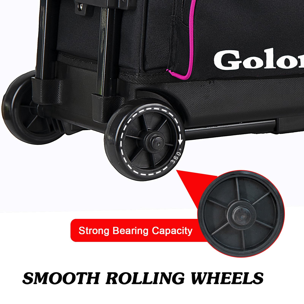 Goloni 3 Ball Bowling Bags with Wheels,Rolling Bowling Ball Bag for 3 Bowling Balls & Bowling Accessories -Retractable Handle Extends to 38"