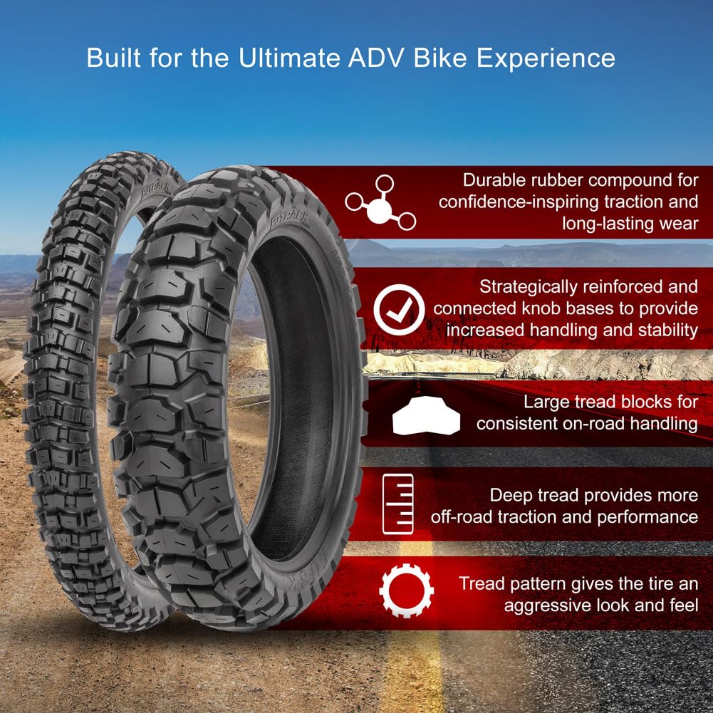 Tusk 2Track Adventure Tire Rear 150/70B-18 (70T) â Dual-Sport Motorcycle Tire, Directional Knobby Tread, Durable Bias Construction, DOT Compliant