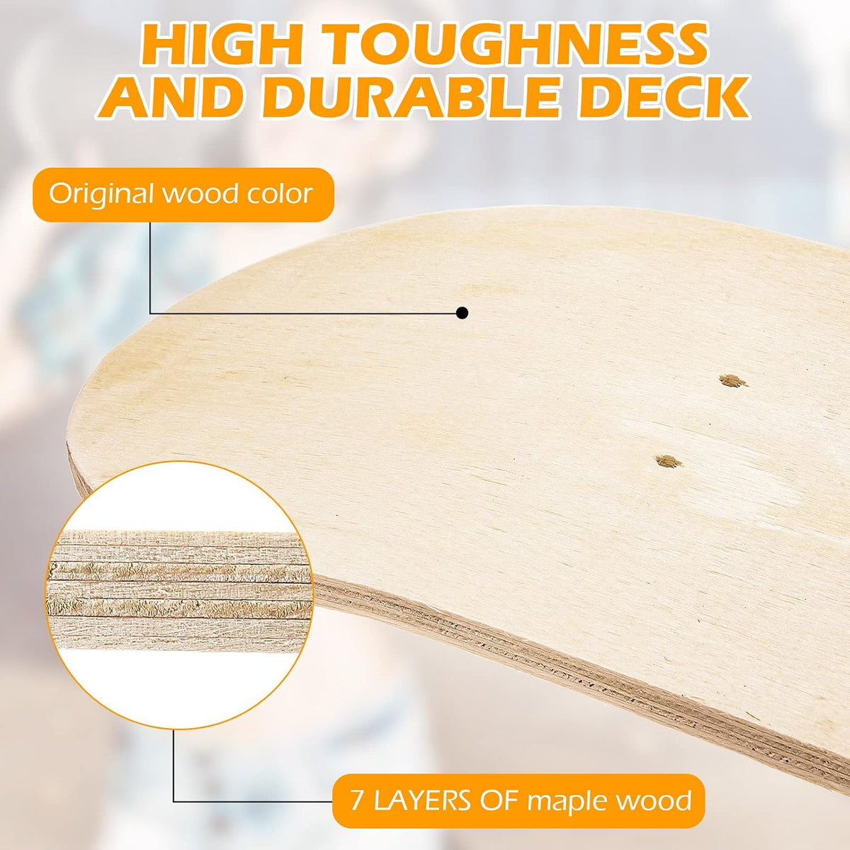 Honoson 12 Pcs Blank Skateboard Decks 32 x 8 Inch Maple Double Tail Deck