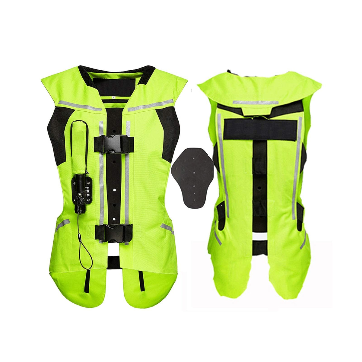 Reflective Protective Airbag Vest Motorcycle Anti-Fall Vest 600D Canvas Fabric, Wear-Resistant and Breathable Washable (No CO2 Gas Cylinder) (Color : C Green, Size : Small)