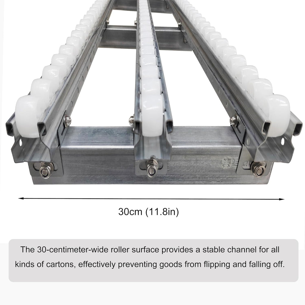 INTSUPERMAI Gravity Roller Conveyor Skate, 30 * 200cm Non-Powered Portable Loading Ramp with 3-Row ABS Plastic Wheels, Heavy-Duty Galvanized Steel Frame Warehouse Unloading Aid