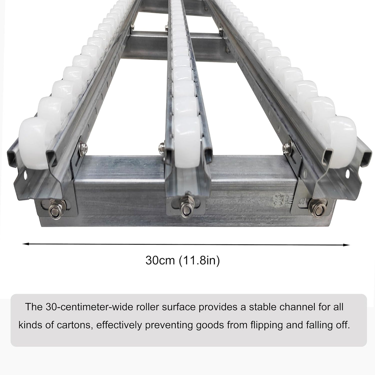 INTSUPERMAI Gravity Roller Conveyor Skate, 30 * 200cm Non-Powered Portable Loading Ramp with 3-Row ABS Plastic Wheels, Heavy-Duty Galvanized Steel Frame Warehouse Unloading Aid