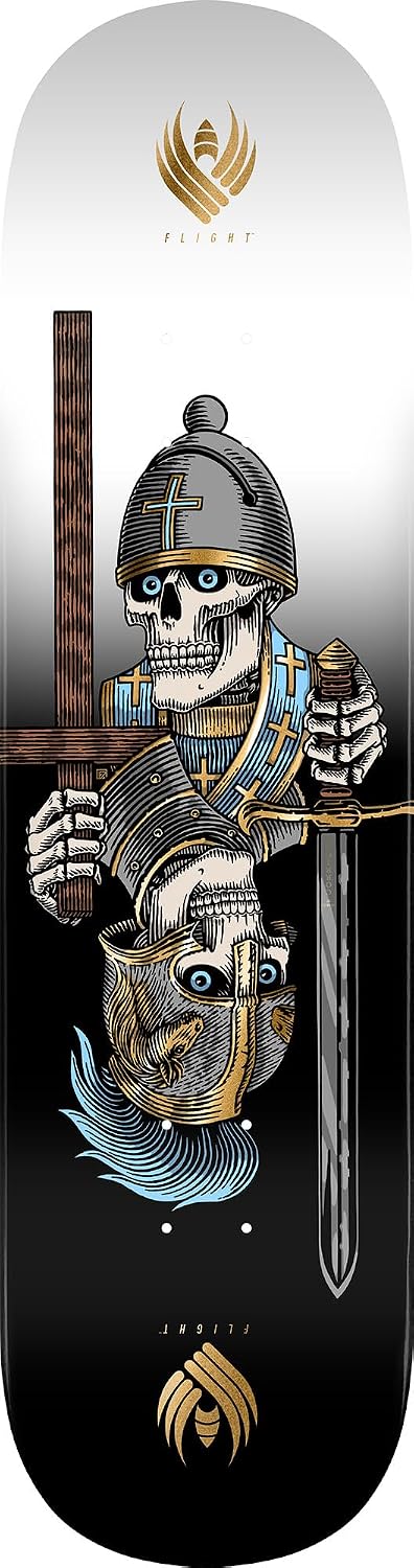 Powell Peralta Dan Corrigan Chess Skulls Flight Skateboard Deck, Gold Foil, 8.42" x 31.88"