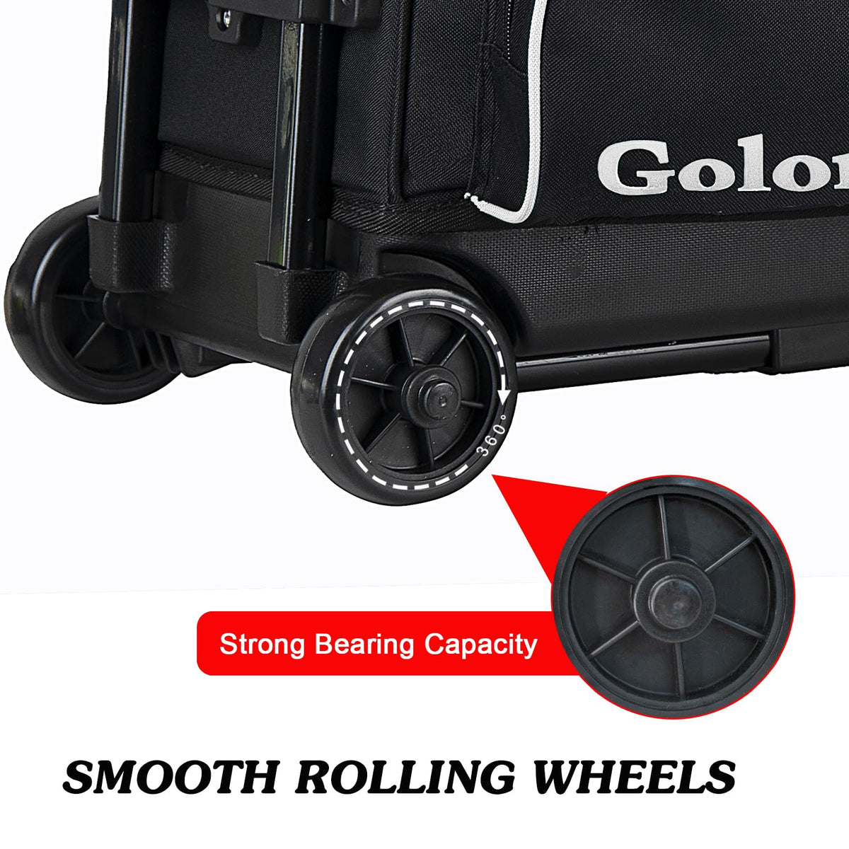 Goloni 3 Ball Bowling Bags with Wheels,Rolling Bowling Ball Bag for 3 Bowling Balls & Bowling Accessories -Retractable Handle Extends to 38"